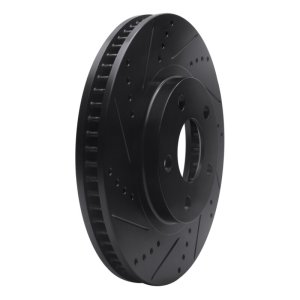 Buick Park Avenue Brake Rotor (1) - Front Left - R1 Concepts - Drilled & Slotted - Black - `97-`05